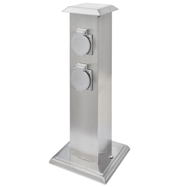 vidaXL Buitenstopcontact op zuil roestvrij staal