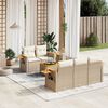 vidaXL 6-delige Loungeset met kussens poly rattan beige