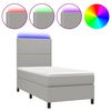 vidaXL Boxspring met matras en LED stof lichtgrijs 90x190 cm