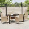 vidaXL Tuin eettafelset met kussen 5 pcs Beige poly rattan