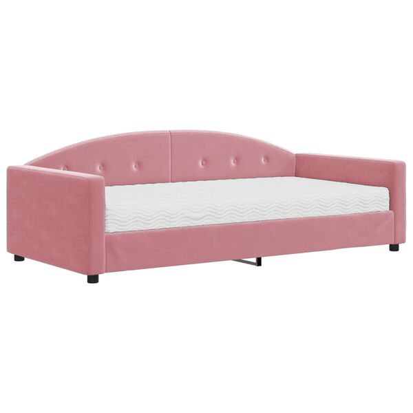 vidaXL Slaapbank met matras 100x200 cm fluweel roze