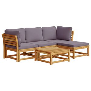 vidaXL 5-delige Loungeset met kussens massief acaciahout