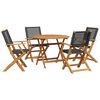 vidaXL 5-delige Tuinset poly rattan en massief hout zwart