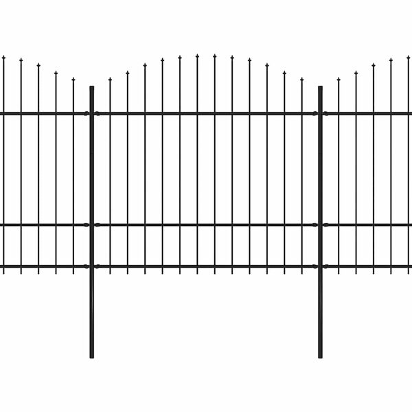 vidaXL Tuinhek met speren bovenkant (1,5-1,75)x15,3 m staal zwart