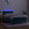 vidaXL Boxspring met matras en LED fluweel donkerblauw 90x200 cm
