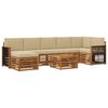 vidaXL Buiten bankenset 7 pcs Naturel Massief Acaciahout en Polyester