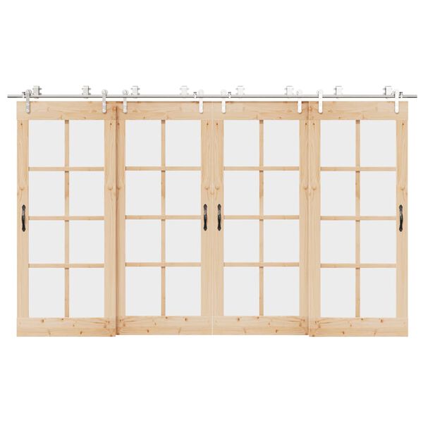 vidaXL Schuifdeur onderdelenset 366 cm roestvrij staal zilverkleurig