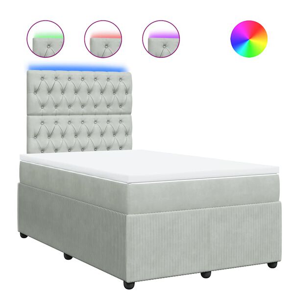 vidaXL Boxspring met matras fluweel lichtgrijs 120x200 cm