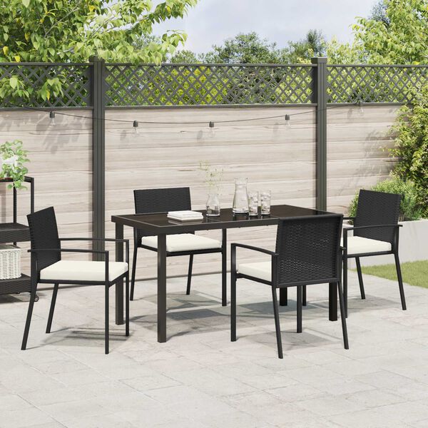 vidaXL Tuin eettafelset 5 pcs Zwart Gepoedercoat staal