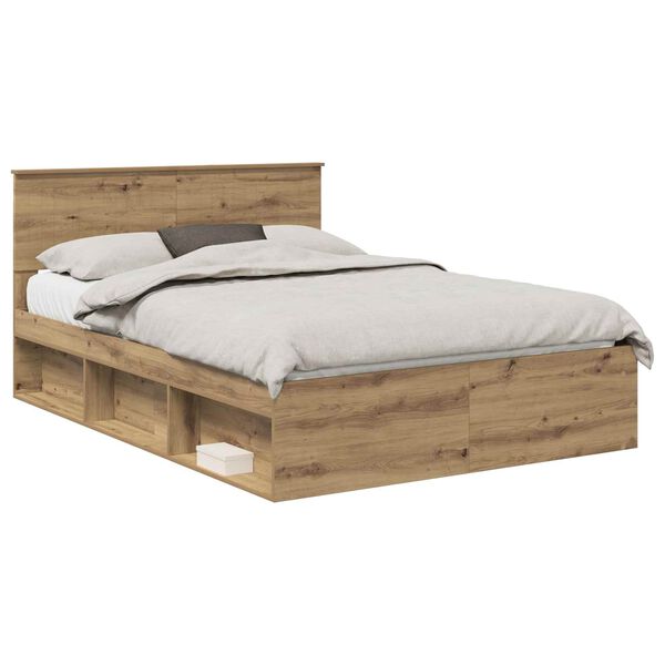 vidaXL Bedframe Ambachtelijk eiken 140 x 190 cm Massief grenenhout