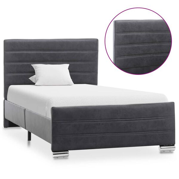 vidaXL Bedframe kunstsu&egrave;de grijs 90x200 cm