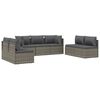 vidaXL 7-delige Loungeset met kussens poly rattan grijs