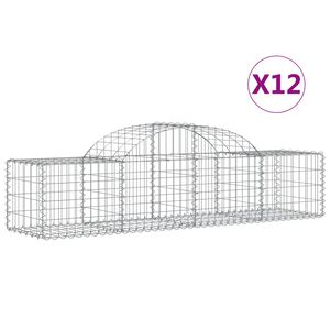 vidaXL Schanskorven 12 st gewelfd 200x50x40/60 cm gegalvaniseerd ijzer