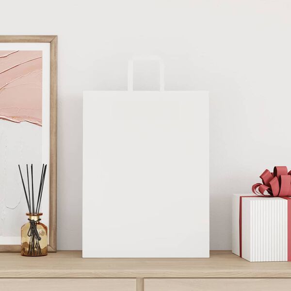 vidaXL Papieren zakken 50 st met hengsels 32x12x42 cm wit