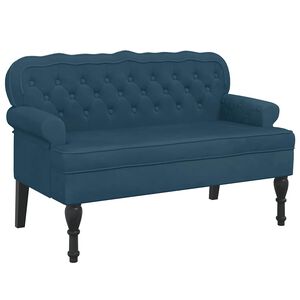 vidaXL Bankje met rugleuning 119,5x64,5x75 cm fluweel blauw