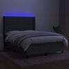 vidaXL Boxspring met matras en LED stof donkergrijs 140x190 cm