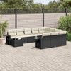 vidaXL 11-delige Loungeset met kussens poly rattan zwart