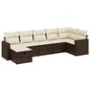 vidaXL 7-delige Loungeset met kussens poly rattan bruin