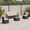 vidaXL 6-delige Loungeset met kussens poly rattan zwart