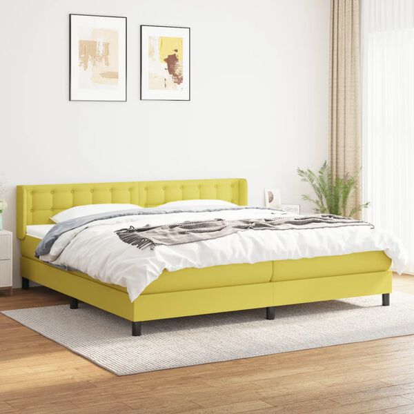 vidaXL Boxspring met matras stof groen 200x200 cm
