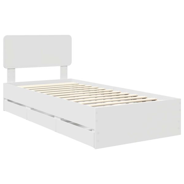 vidaXL Bedframe met hoofdeinde Wit 75 x 190 cm Geconstrueerd hout