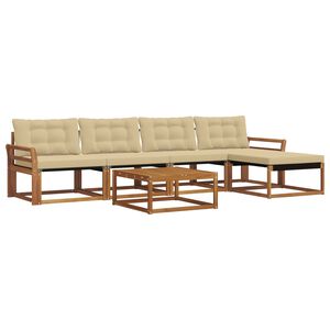 vidaXL Buiten bankenset met kussen 6 pcs Natuurlijk en Beige