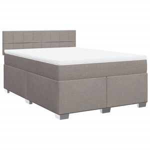 vidaXL Boxspring met matras stof taupe 140x190 cm