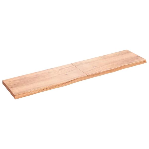vidaXL Wastafelblad 220x50x(2-6) cm behandeld massief hout lichtbruin