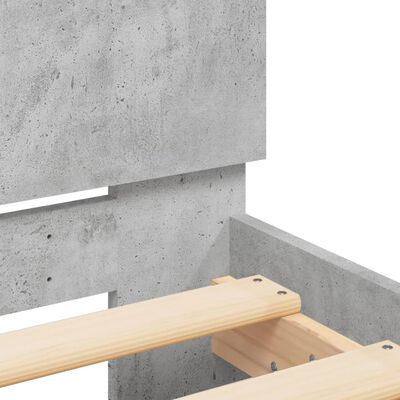 vidaXL Bedframe met hoofdbord bewerkt hout betongrijs 75x190 cm