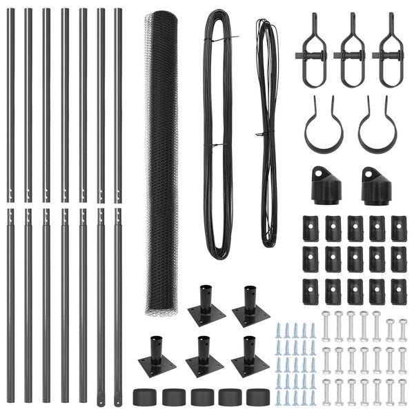 vidaXL Afrasteringspaal Grijs 10 x 1,5 m (25 mm gaas) Staal en PVC