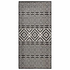vidaXL Buitenkleed met patroon platgeweven 100x200 cm zwart