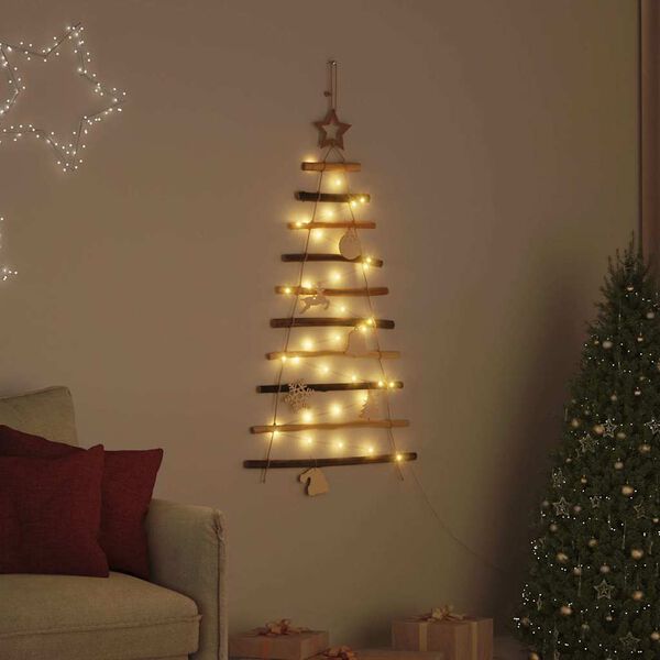 vidaXL Kerstboom met 30 LED Naturel 90 cm massief essenhout