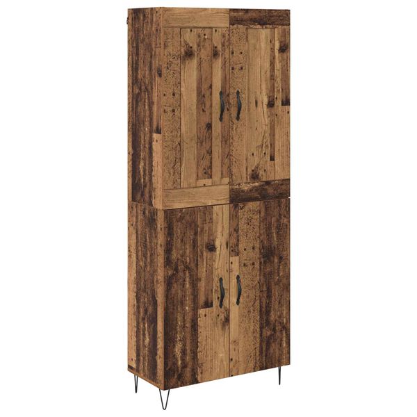 vidaXL Hoge kast Oud Hout 69,5 x 34 x 180 cm Bewerkt hout