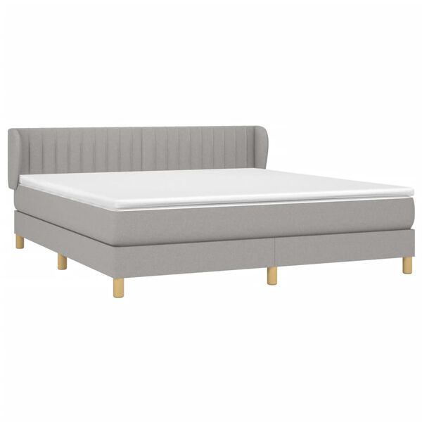 vidaXL Boxspring met matras stof lichtgrijs 160x200 cm
