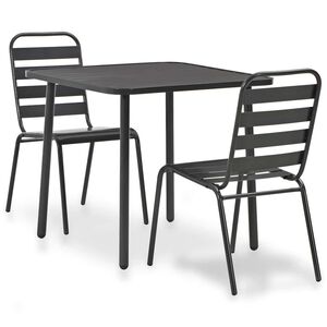 vidaXL 3-delige Bistroset staal donkergrijs