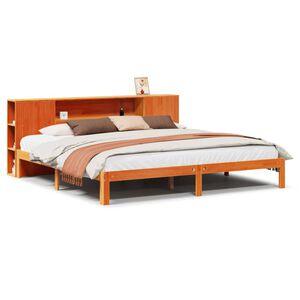 vidaXL Bed met boekenkast zonder matras grenenhout wasbruin 180x200 cm