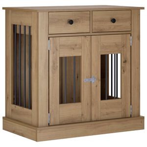 vidaXL Hond Bench Meubel Artisanaal eiken 80 x 47,5 x 80 cm