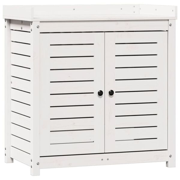 vidaXL Oppottafel met schappen 82,5x50x86,5 cm massief grenenhout wit