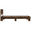vidaXL Bedframe bewerkt hout en metaal gerookt eikenkleurig 90x200 cm