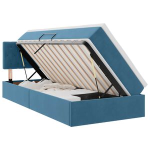 vidaXL Opbergbed met LED met matras Donkerblauw 90 x 190 cm Fluweel