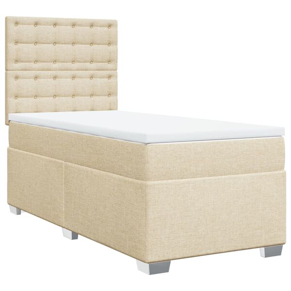 vidaXL Boxspring met matras stof cr&egrave;mekleurig 90x190 cm