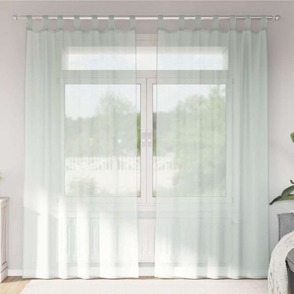 vidaXL Gordijnen voile met lussen 2 st 140x225 cm lichtgrijs