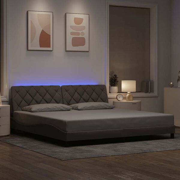 vidaXL Bedframe met LED zonder matras 200x200 cm stof taupe