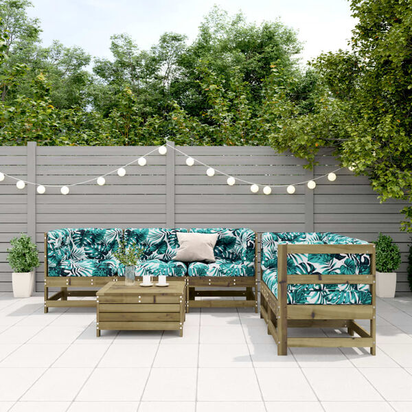 vidaXL 6-delige Loungeset met kussens ge&iuml;mpregneerd grenenhout