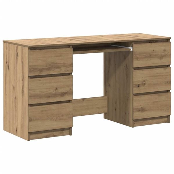 vidaXL Bureau 140x50x77 cm bewerkt hout artisanaal eikenkleur