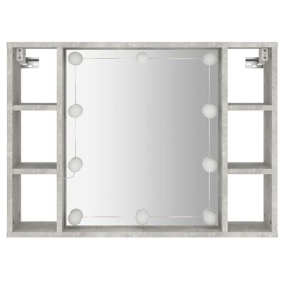 vidaXL Spiegelkast met LED-verlichting 76x15x55 cm betongrijs