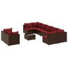 vidaXL 9-delige Loungeset met kussens poly rattan bruin