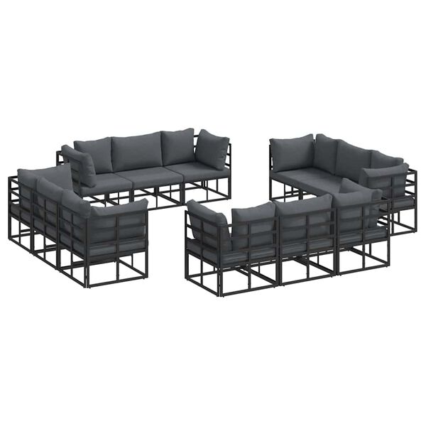 vidaXL Tuin Sofa Set met kussen 12 pcs Zwart Aluminium