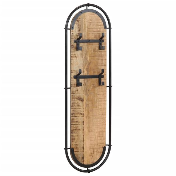 vidaXL Wandkapstokken 2 st met 4 haken massief ruw mangohout