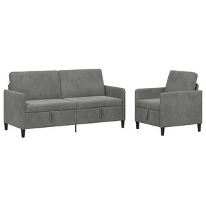 vidaXL Bankenset met opbergruimte 2 st Donkergrijs Polyester